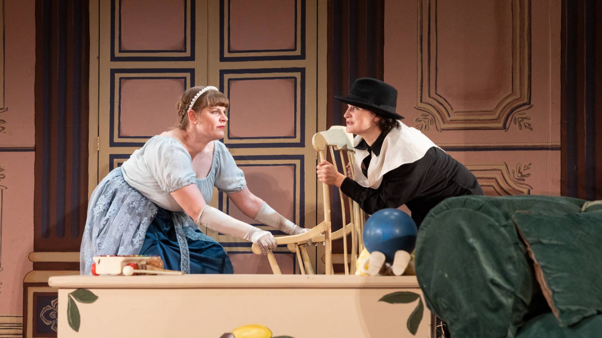 Two actors on stage