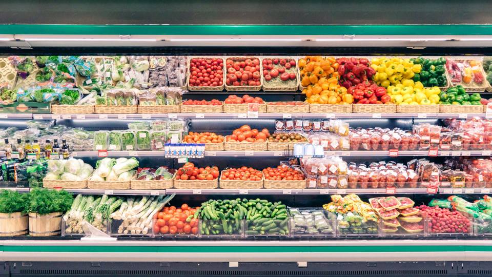 Food aisle in the supermarket