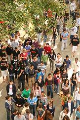 students arriving