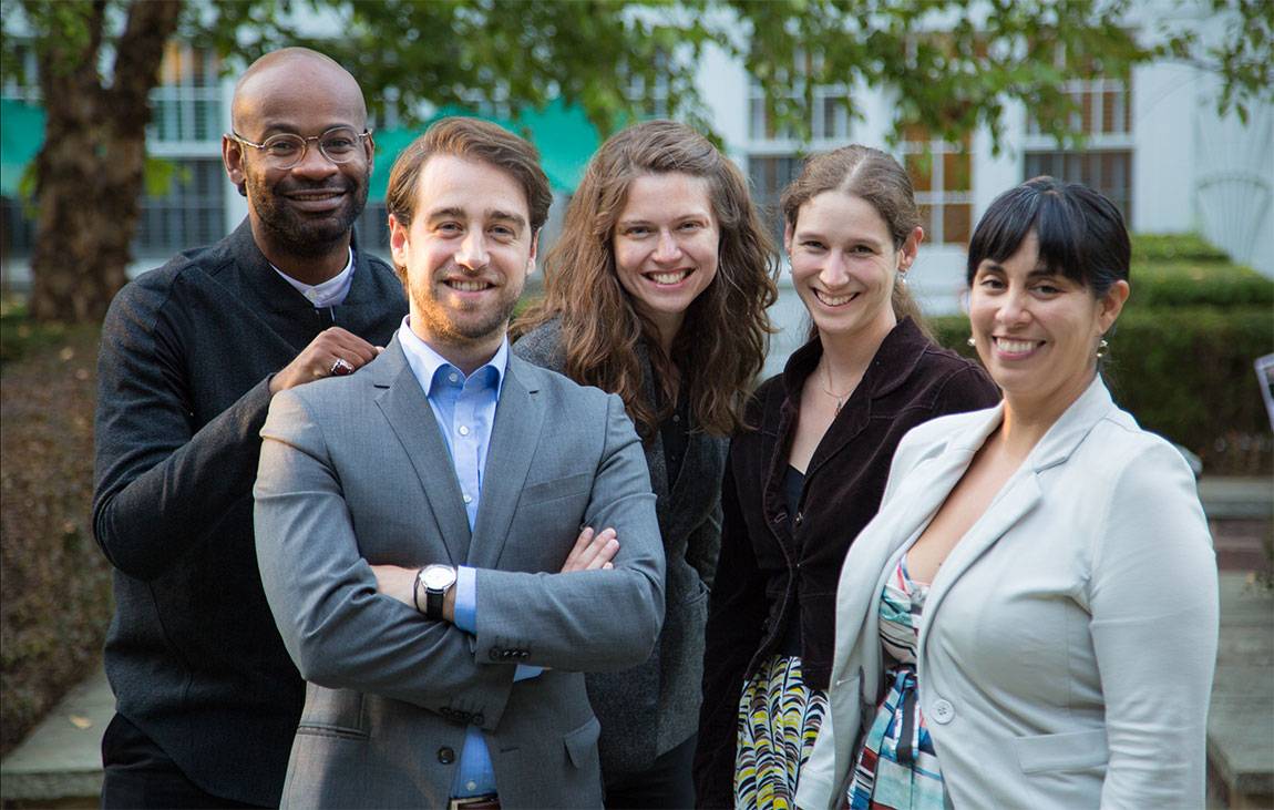 The 2016 Society of Fellows: Nijah Cunningham, Stefan Eich, Grace Helton, Monica Huerta and Chloë Kitzinger
