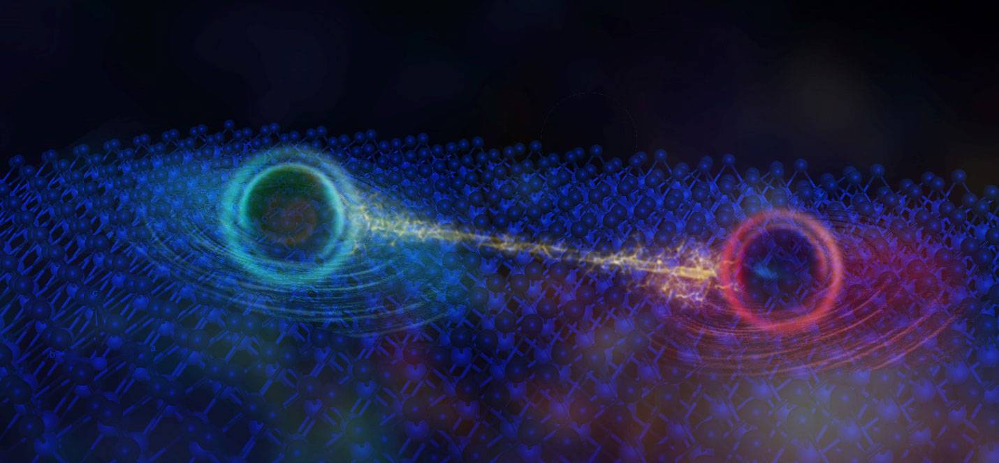 Two glowing orbs have an energy connection